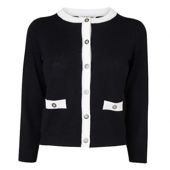 lk bennett black merino wool cardigan